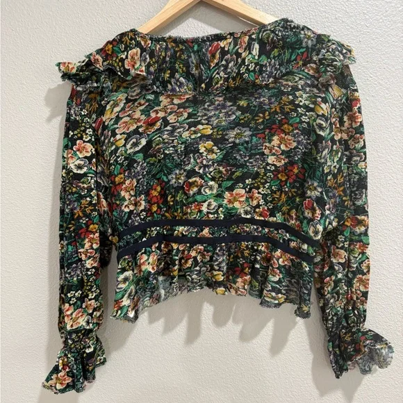 Free People Multicolor Floral Ruffle Blouse - Picture 2 of 6
